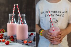 Erfrischender Buttermilch-Smoothie mit Erdbeeren