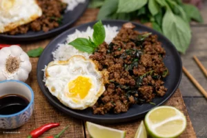 Pad Kra Pao – gebratenes Hackfleisch mit Chili & Basilikum